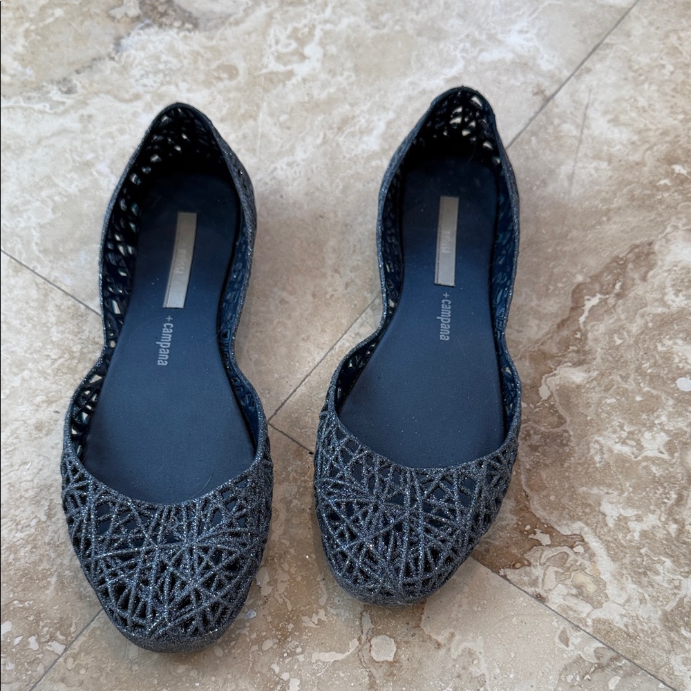 Capelli of New York Women's Glittery Black Flats
